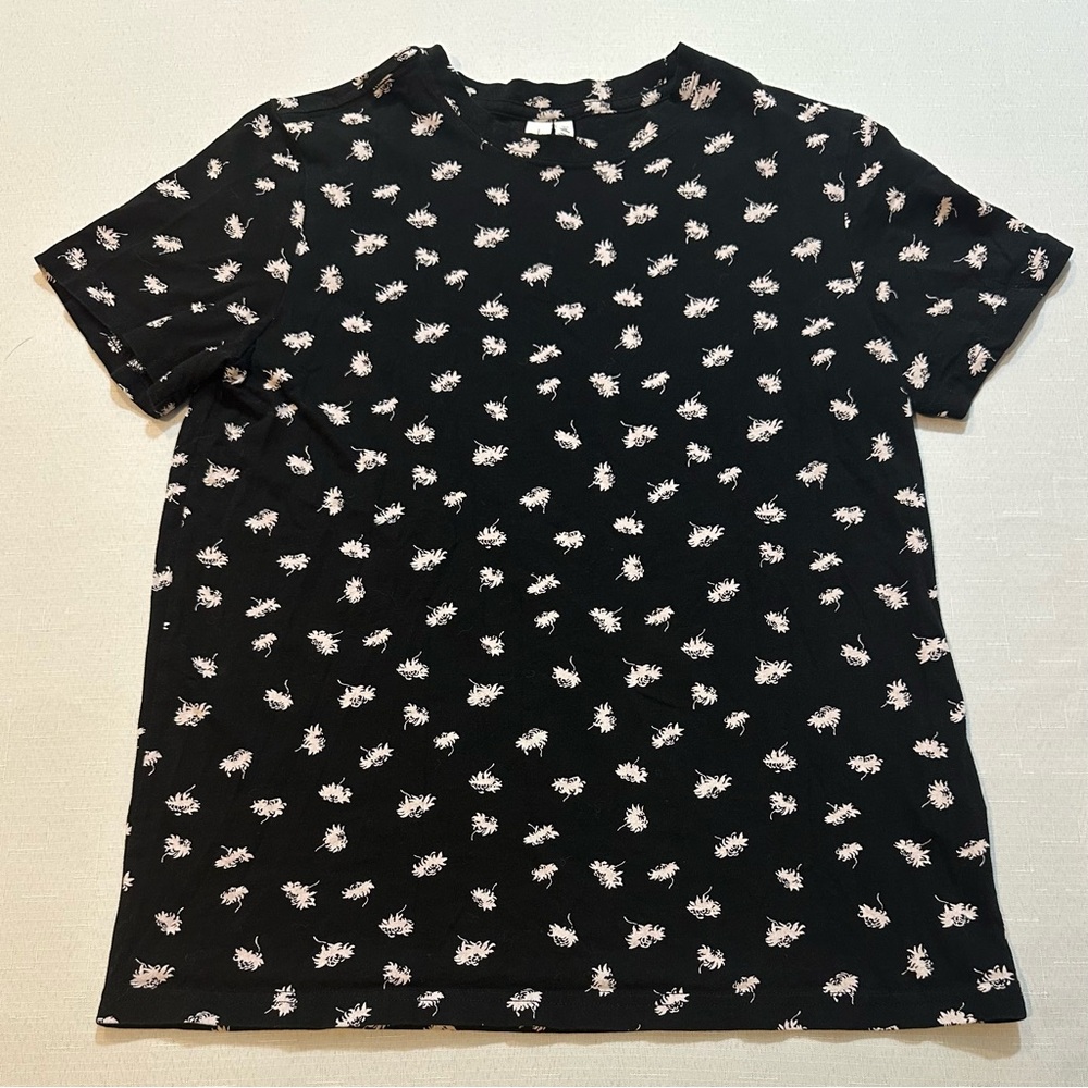 & Other Stories Stockholm Atelier Black Floral Blouse Womens US 4 Short Sleeve